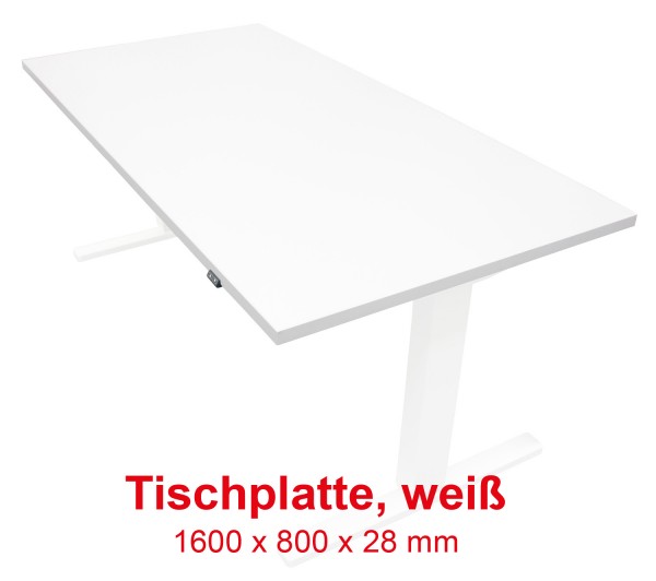 Tischplatte weiß - 1600 x 800 x 28 mm - passend zu den Untergestellen weiß, silber, schwarz