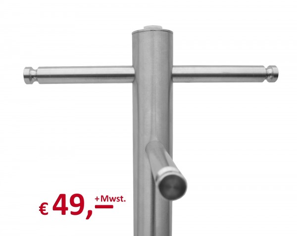 Garderobenständer - 4 Aufhänger - Metall gebürstet - 166 cm