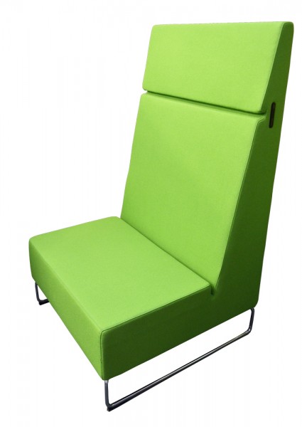 VS Möbel - Serie Lounge HiBack Sitzelement - grün - Gestell aus verchromten Rundstahlrohrbügeln