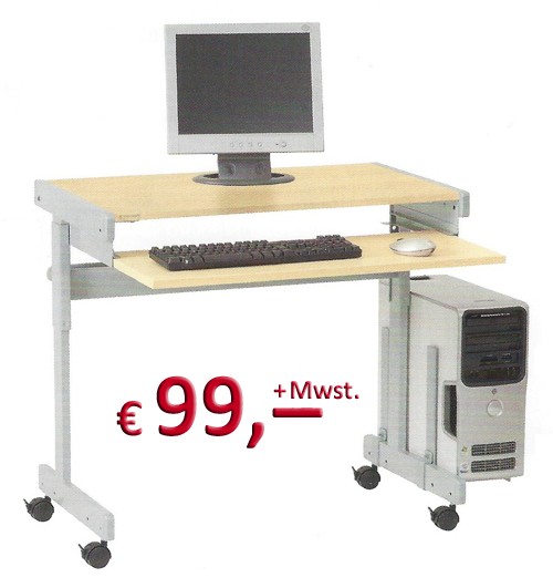 PC-Tisch Maxi F - höhenverstellbar, Buche hell / anthrazitmetallic - Vielhauer