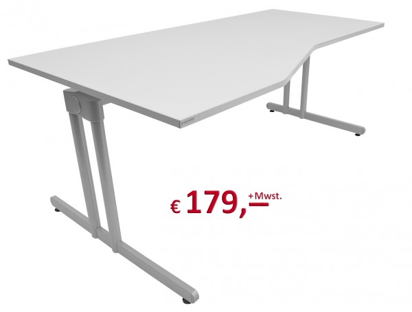Vielhauer - System-Komfort Schreibtisch - Platte: weißgrau - Gestell: silbermetallic