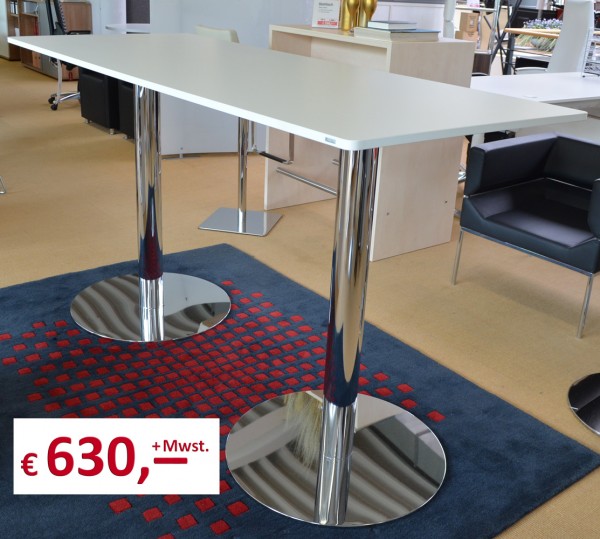 Bosse - Konferenztisch - Platte melaminbeschichtet - Säulen + runde Bodenplatten chrom - Messemodell