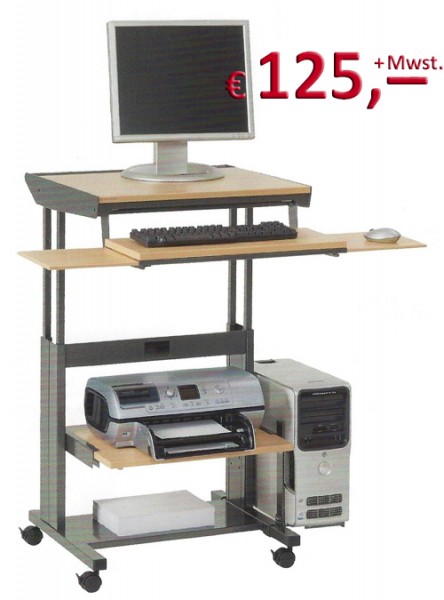 PC-Tisch Plus Junior F - höhenverstellbar, Buche hell / anthrazitmetallic - Vielhauer