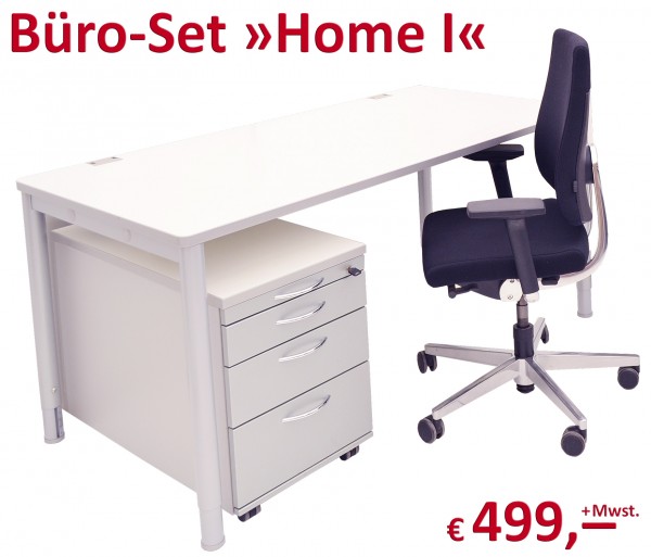 Büro-Set »Home I« : 1 x Schreibtisch + 1 x Rollcontainer + Bürostuhl (Sedus)