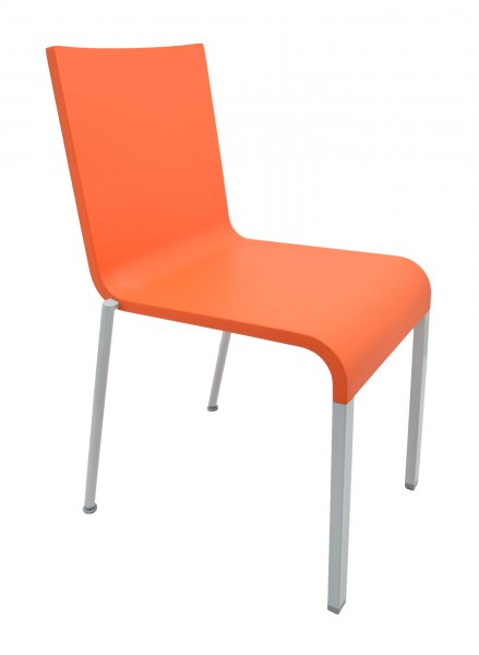 Vitra 03 Besucherstuhl - orange - stapelbar - Gestell verchromt - Designer: M. V. Severen