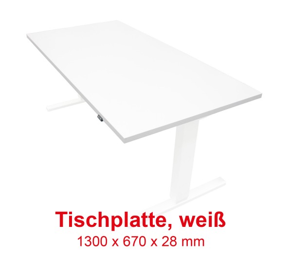 Tischplatte weiß - 1300 x 670 x 28 mm - passend zu den Untergestellen weiß, silber, schwarz
