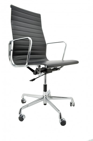 Vitra Aluminium Group EA 119 Chair Leder / Schwarz - drehbar