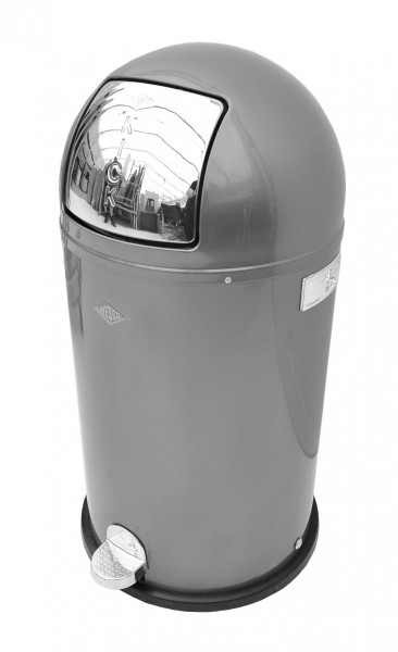 WESCO - KICK-Abfallsammer - 50 Liter - Stahlblech - selbstschließende Edelstahlklappe - Fußbedienung