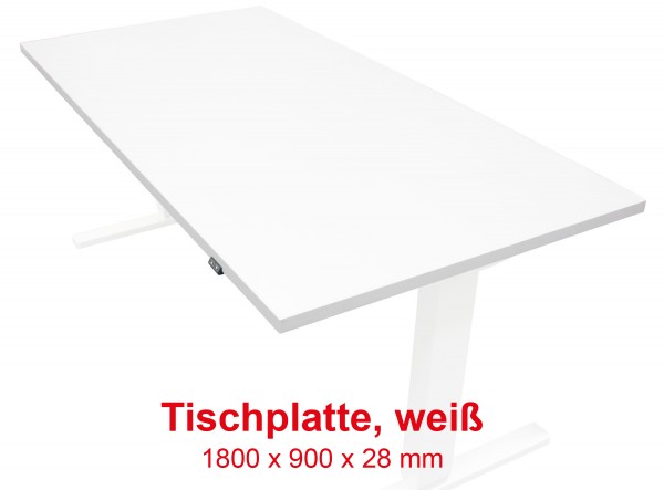 Tischplatte weiß - 1800 x 900 x 28 mm - passend zu den Untergestellen weiß, silber, schwarz