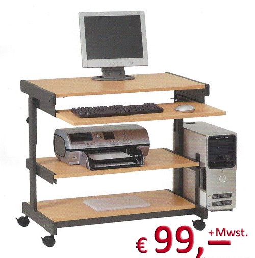 PC-Tisch Maxi N - höhenverstellbar, Buche / anthrazitmetallic - Vielhauer
