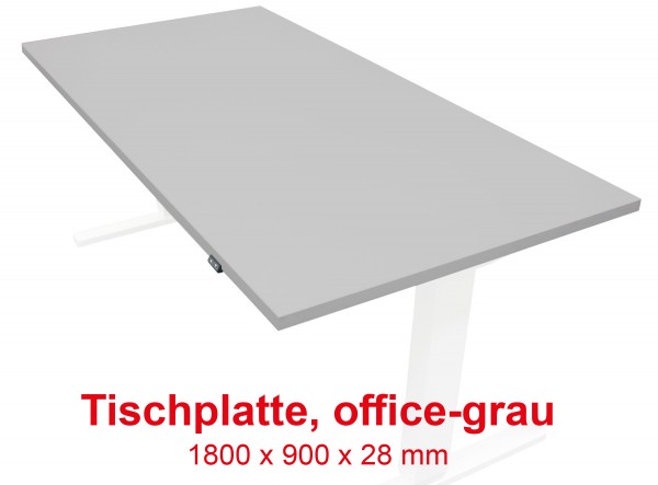 Tischplatte office-grau - 1800 x 900 x 28 mm - passend zu den Untergestellen weiß, silber, schwarz
