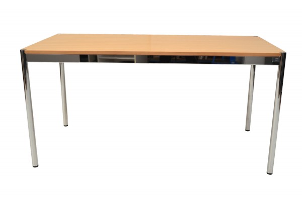 USM Haller - Schreibtisch - Tischplatte Birnbaum furniert und geölt - Chromgestell
