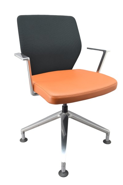 giroflex 656-6018 - Besuchersessel mit Armlehnen - Sitz Leder orange