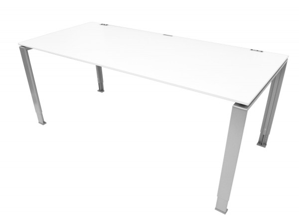 Schreibtisch - Platte lichtgrau - Tischbeine silber und höhenverstellbar