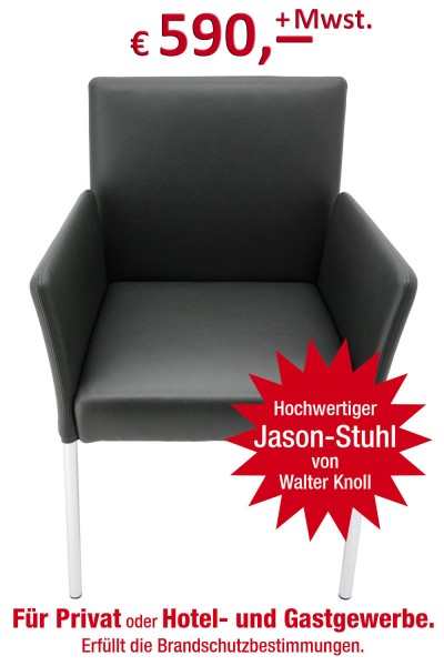 Walter Knoll - "Jason" Stuhl mit Armlehnen - geeignet als Konferenz-/Empfangsstuhl - sehr hochwertig