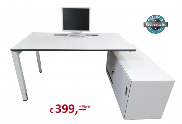 Steelcase - Schreibtisch mit Technikcontainer - höhenverstellbar - Ideal für HomeOffice